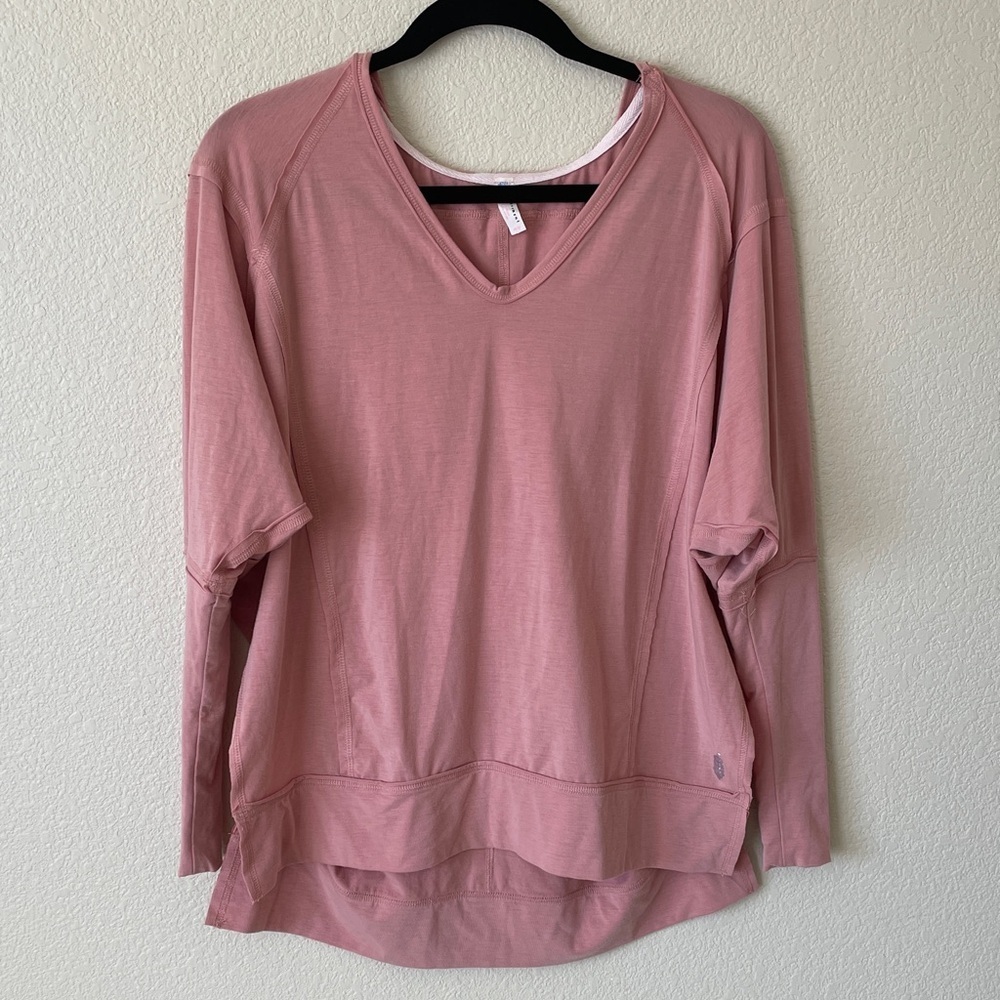 Free People Movement Oversized Slouchy Hoodie Pullover Top XS Pink Dolman Sleeve